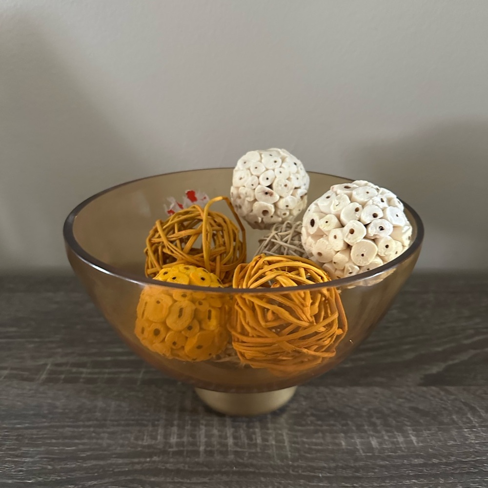 At Home Colored Glass Bowl and Bowl Filler